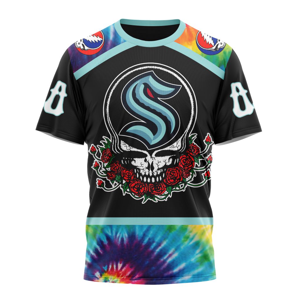 Seattle Kraken Special Grateful Dead Design Personalized Name And Number T-Shirt Oregontrailrvpk Shirt