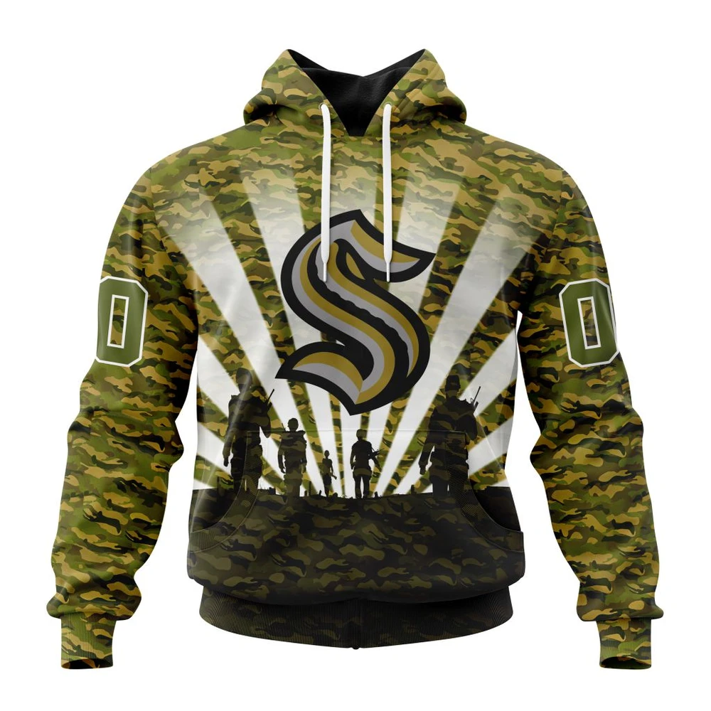 Seattle Kraken Special Military Camo Kits For Veterans Day And Rememberance Day All Over Print Hoodie Style 39113