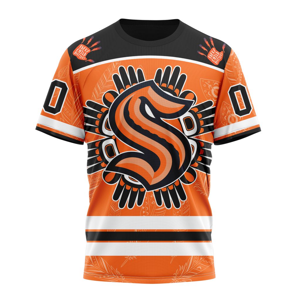 Seattle Kraken Special National Day For Truth And Reconciliation Design 01 Personalized Name And Number T-Shirt Oregontrailrvpk Shirt