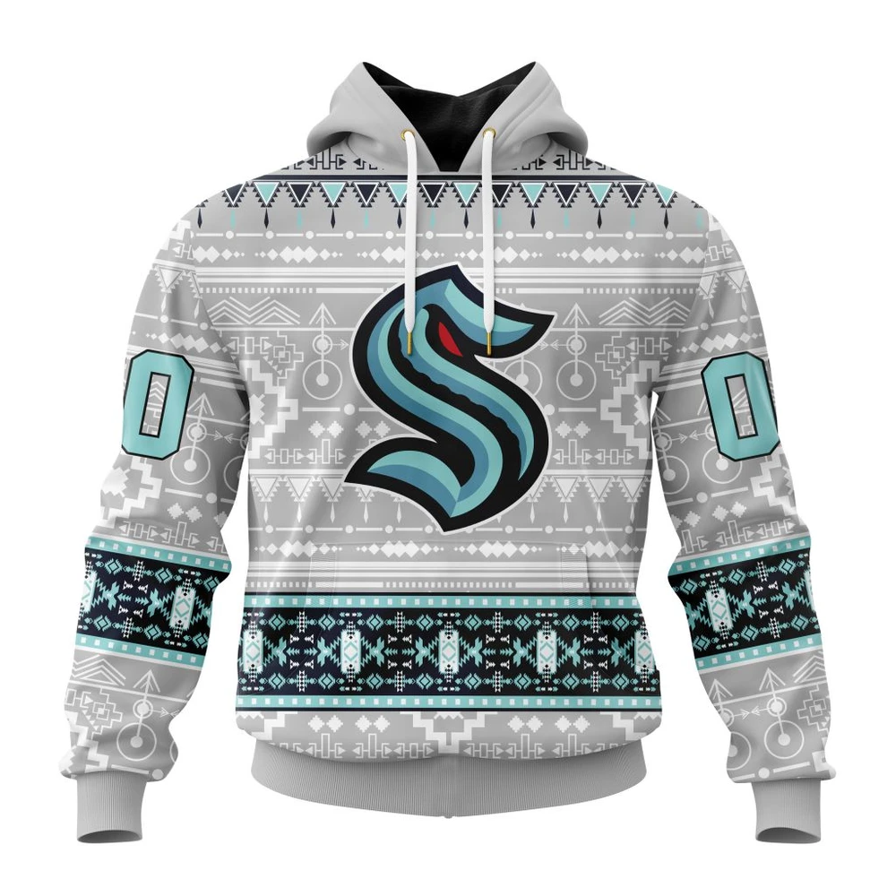 Seattle Kraken Special Native Design All Over Print Hoodie Style 17103