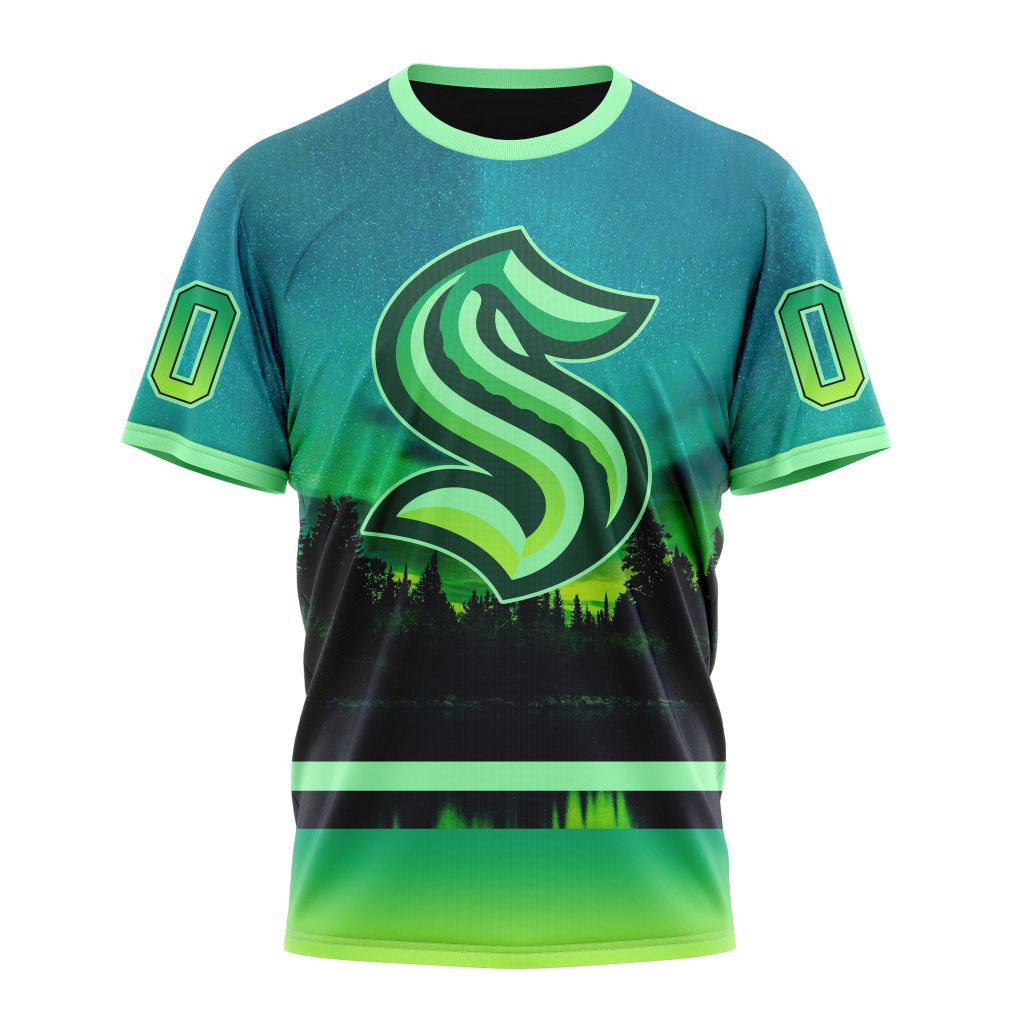 Seattle Kraken Special Northern Light Design Personalized Name And Number T-Shirt Oregontrailrvpk Shirt