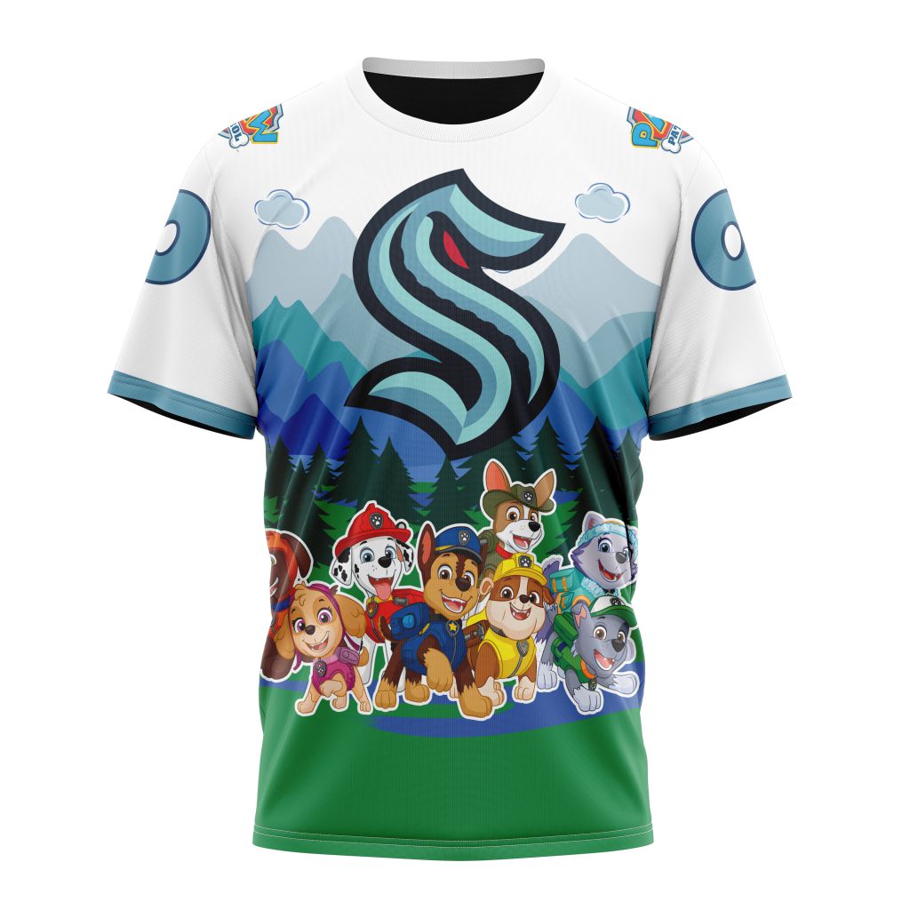 Seattle Kraken Special Paw Patrol Design 01 Personalized Name And Number T-Shirt Oregontrailrvpk Shirt