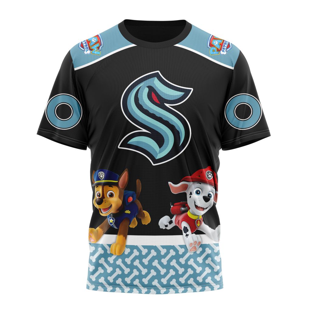 Seattle Kraken Special Paw Patrol Design Personalized Name And Number T-Shirt Oregontrailrvpk Shirt