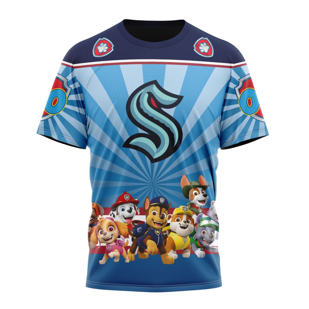 Seattle Kraken Special Paw Patrol Kits Personalized Name And Number T-Shirt Oregontrailrvpk Shirt