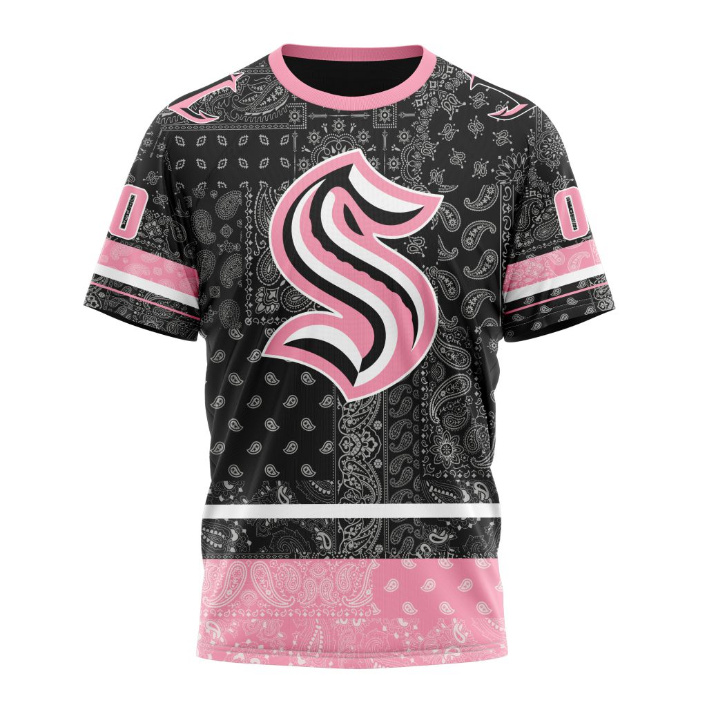 Seattle Kraken Special Pink Paisley Design 01 Personalized Name And Number T-Shirt Oregontrailrvpk Shirt