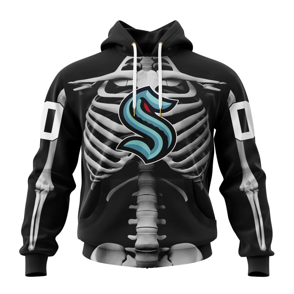 Seattle Kraken Special Skeleton Costume For Halloween All Over Print Hoodie Style 24740