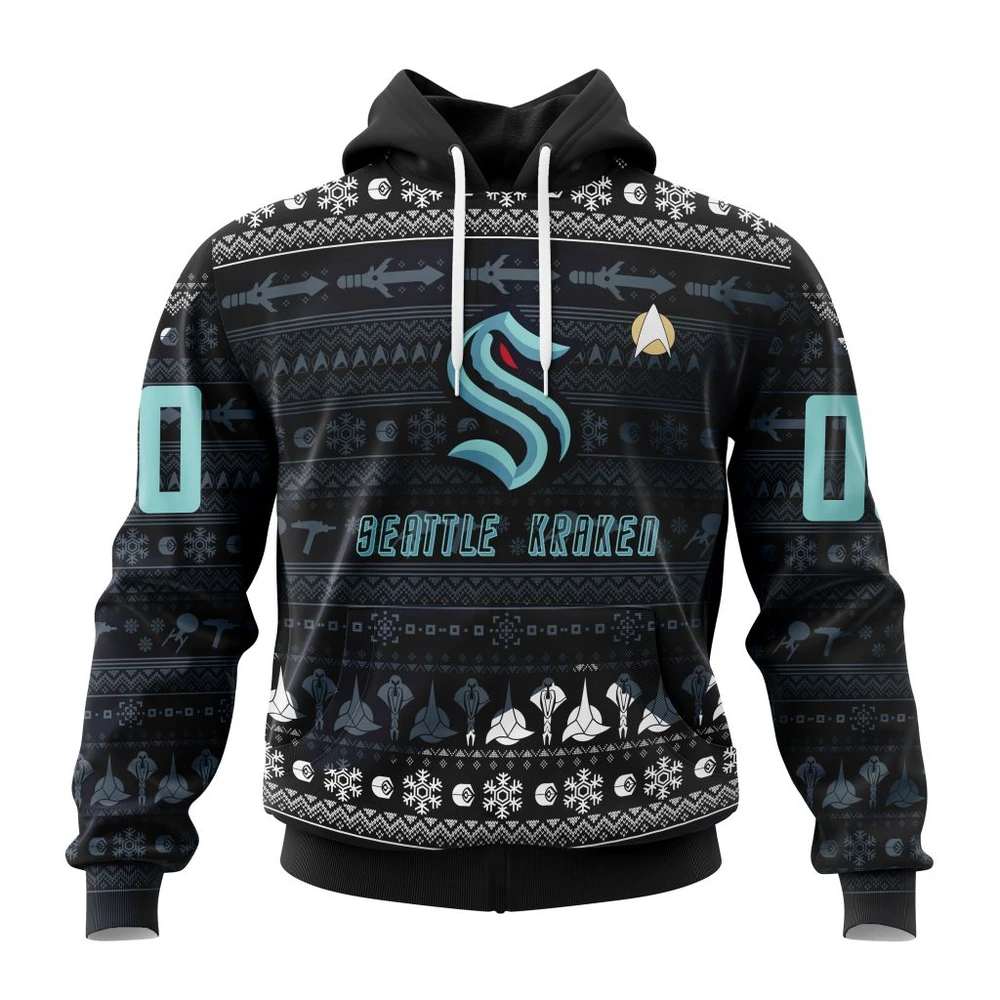 Seattle Kraken Special Star Trek Design All Over Print Hoodie Style 48144
