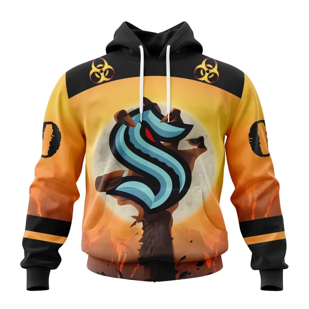 Seattle Kraken Special Zombie Design For Halloween All Over Print Hoodie Style 88572