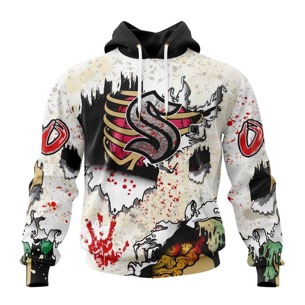 Seattle Kraken Special Zombie For Halloween All Over Print Hoodie Style 60074