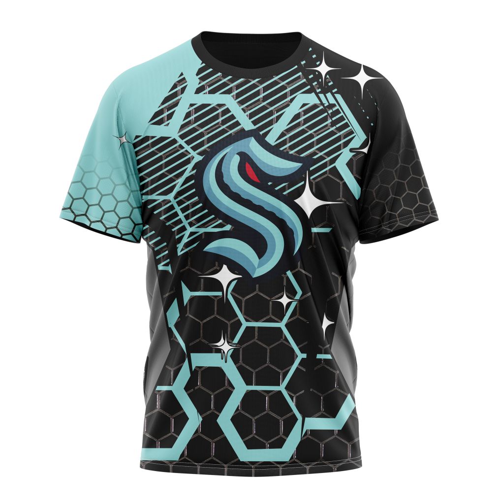Seattle Kraken Specialized Design With MotoCross Syle Personalized Name And Number T-Shirt Oregontrailrvpk Shirt