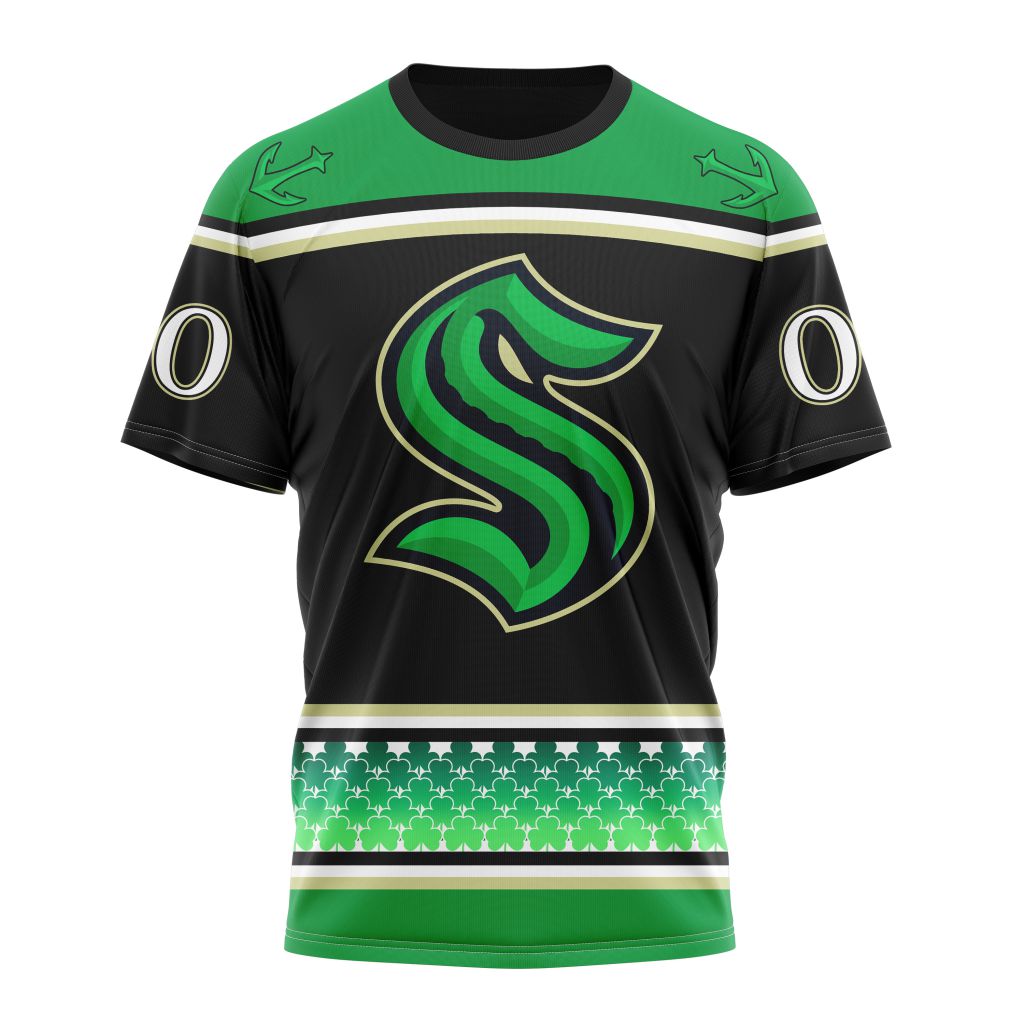 Seattle Kraken Specialized Hockey Celebrate St Patrick's Day Personalized Name And Number T-Shirt Oregontrailrvpk Shirt