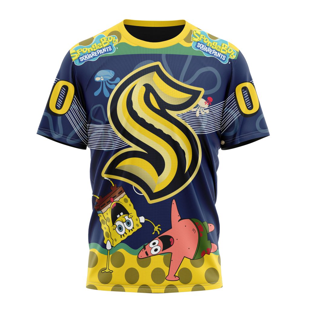 Seattle Kraken Specialized Jersey With SpongeBob Personalized Name And Number T-Shirt Oregontrailrvpk Shirt