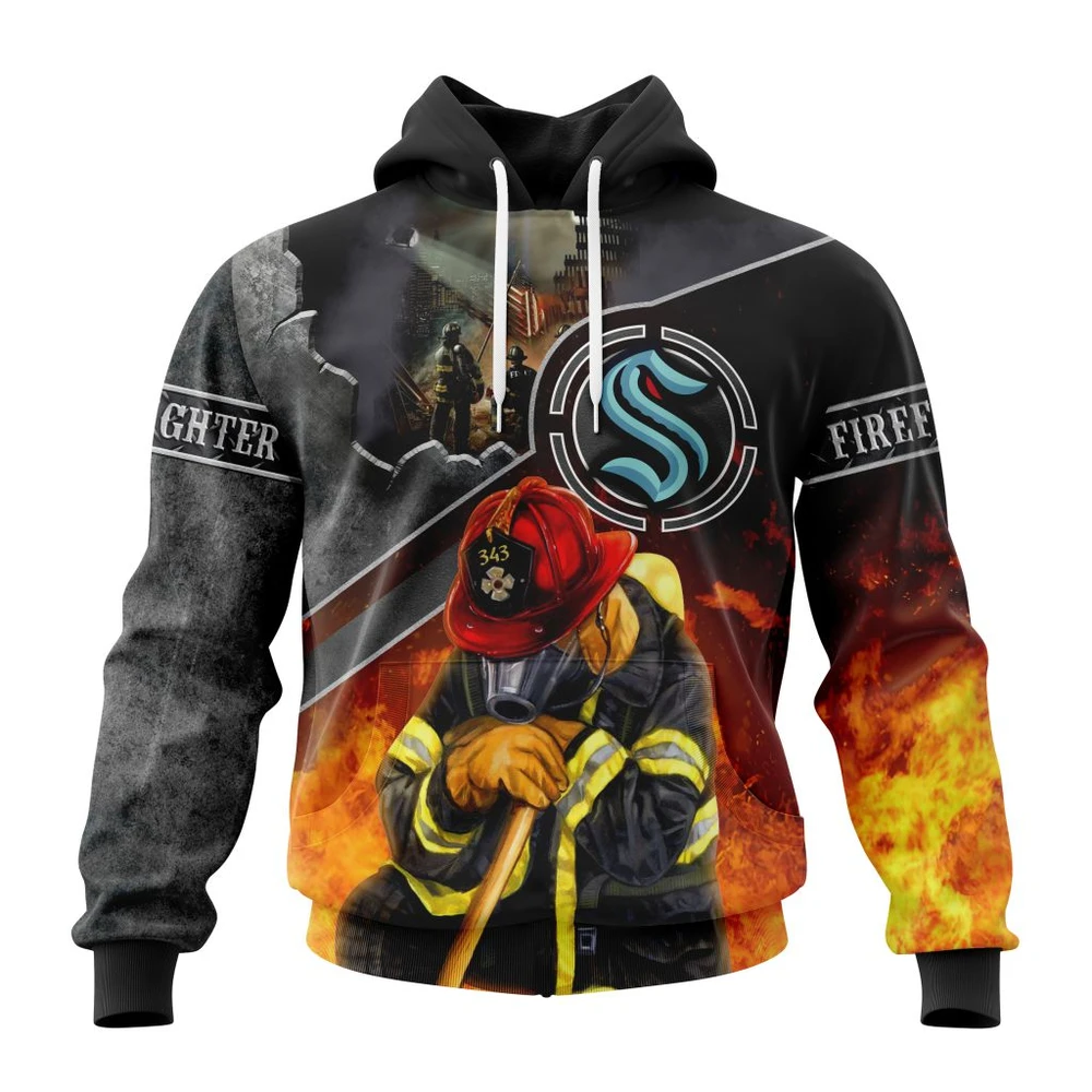 Seattle Kraken Specialized Kits To Honor Firefighter In Patriot Day We Will Never Forget All Over Print Hoodie Style 83331