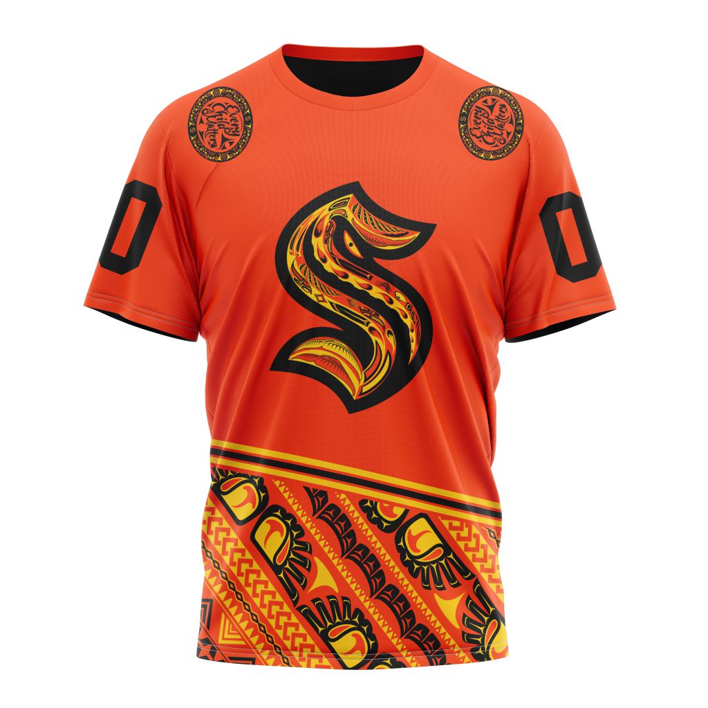 Seattle Kraken Specialized National Day For Truth And Reconciliation Personalized Name And Number T-Shirt Oregontrailrvpk Shirt