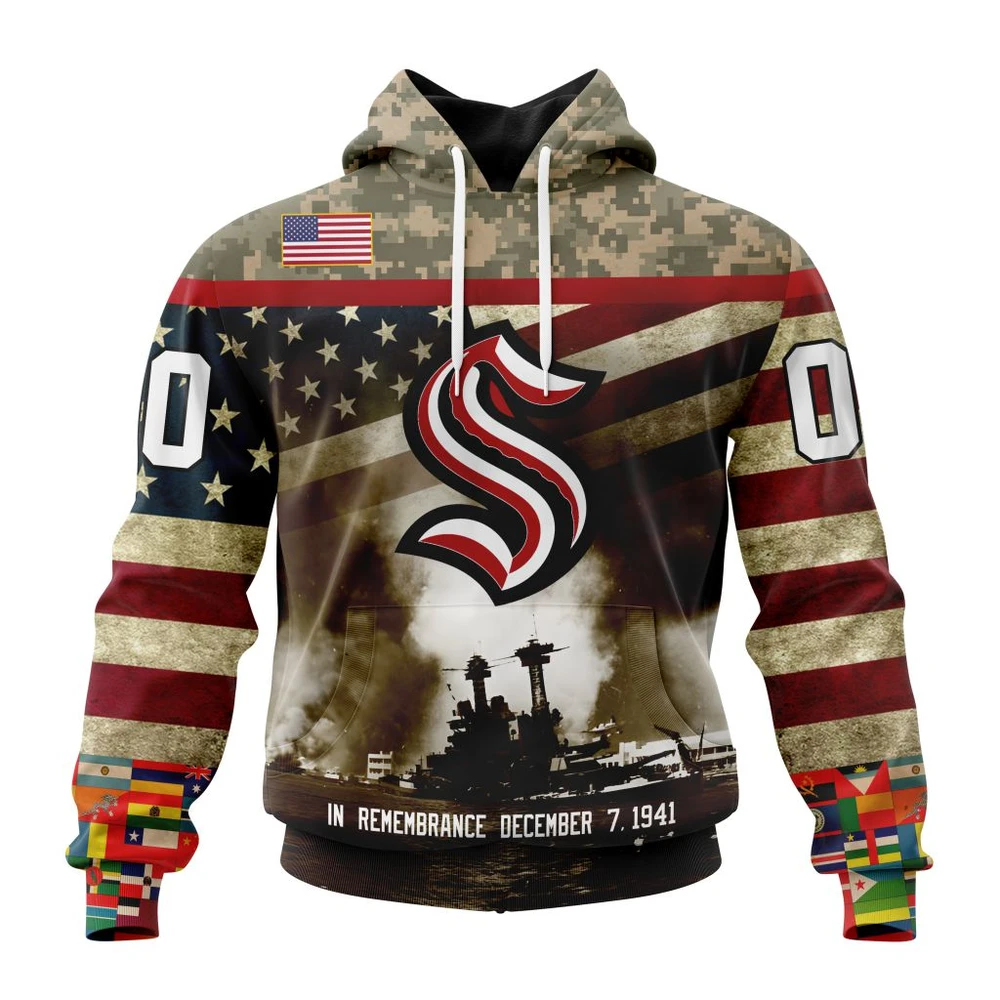 Seattle Kraken Specialized Unisex Kits Remember Pearl Harbor All Over Print Hoodie Style 26113