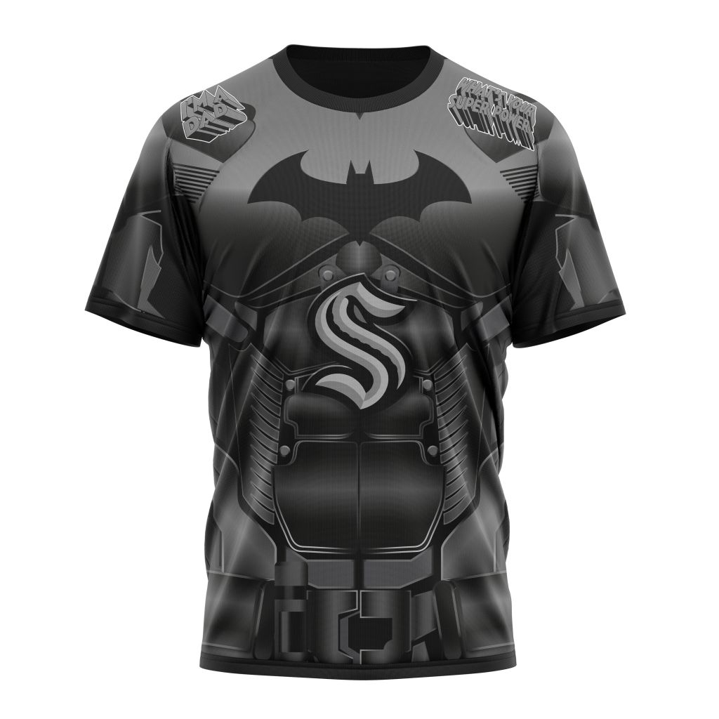 Seattle Kraken X Batman Specialized Design For Father Day Personalized Name And Number T-Shirt Oregontrailrvpk Shirt