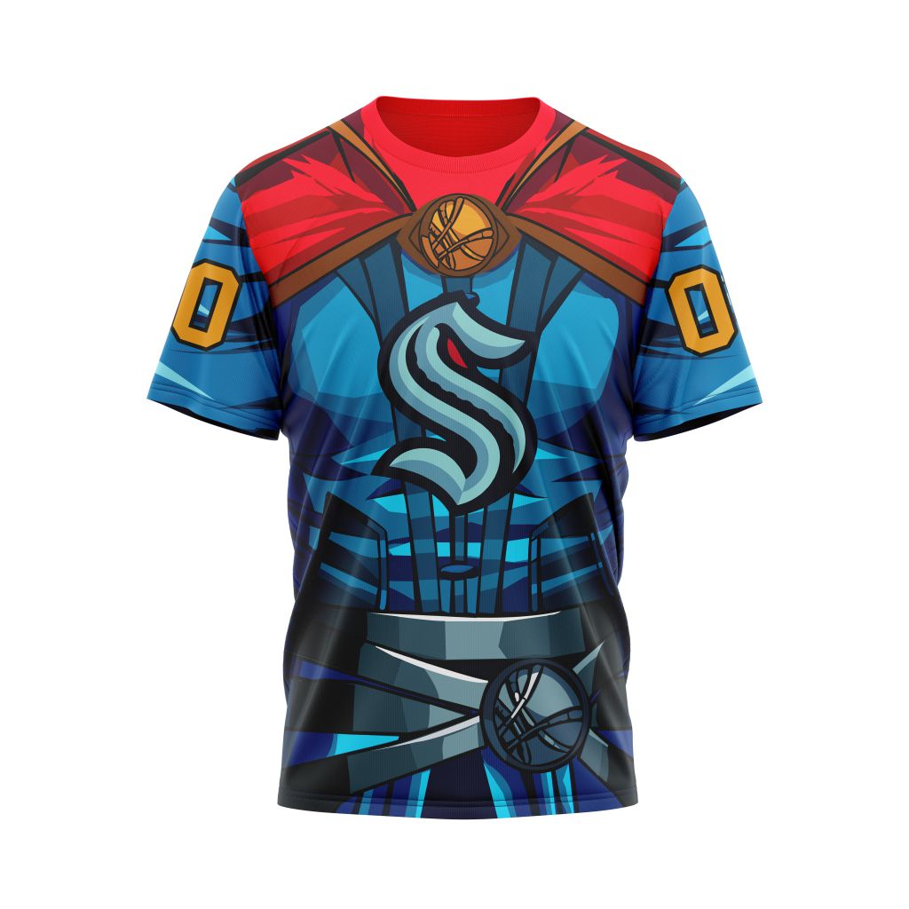 Seattle Kraken X Doctor Strange Specialized Design For Father Day Personalized Name And Number T-Shirt Oregontrailrvpk Shirt