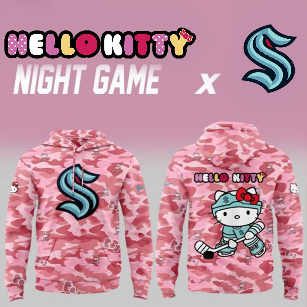 Seattle Kraken x Hello Kitty 2025 Pink Camouflage Hoodie Gift Ideas For Basketball Lovers