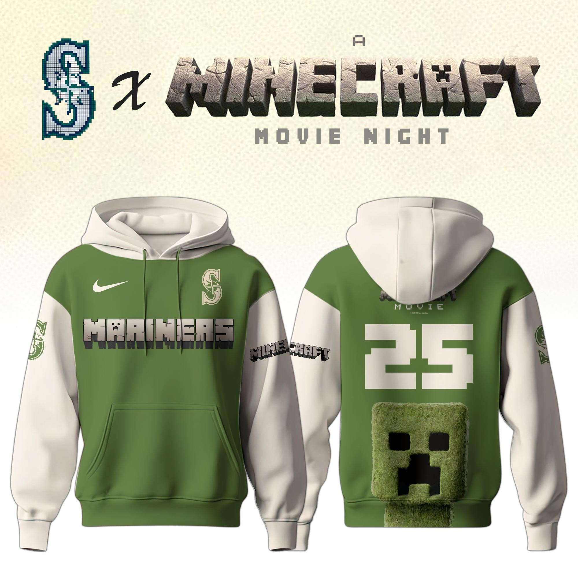 Seattle Mariners MLB x A MINECRAFT MOVIE Night Hoodie Unique Gifts Baseball Fans