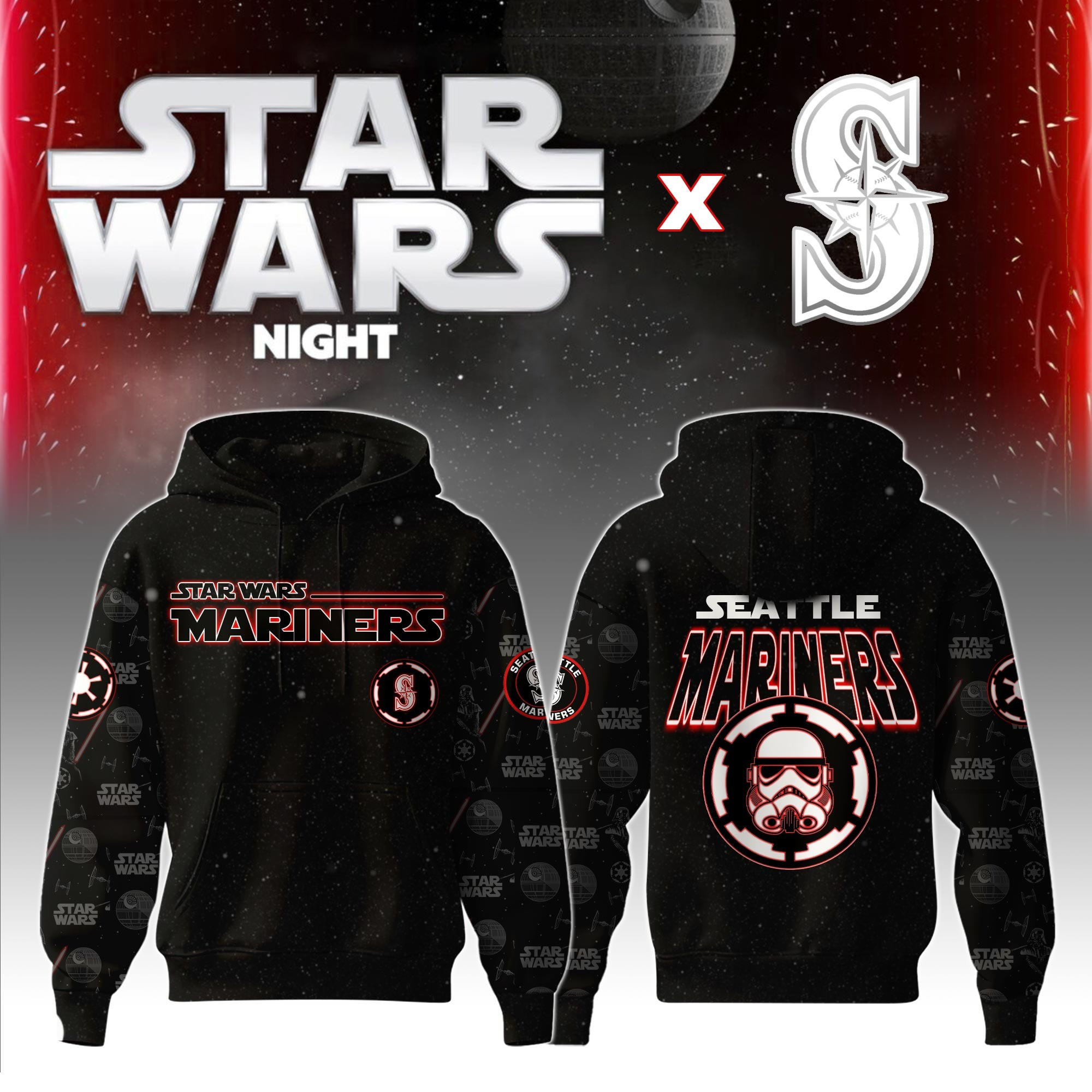 Seattle Mariners MLB x Star War Night Special Edition Hoodie 2025 Baseball Lover Gift Ideas