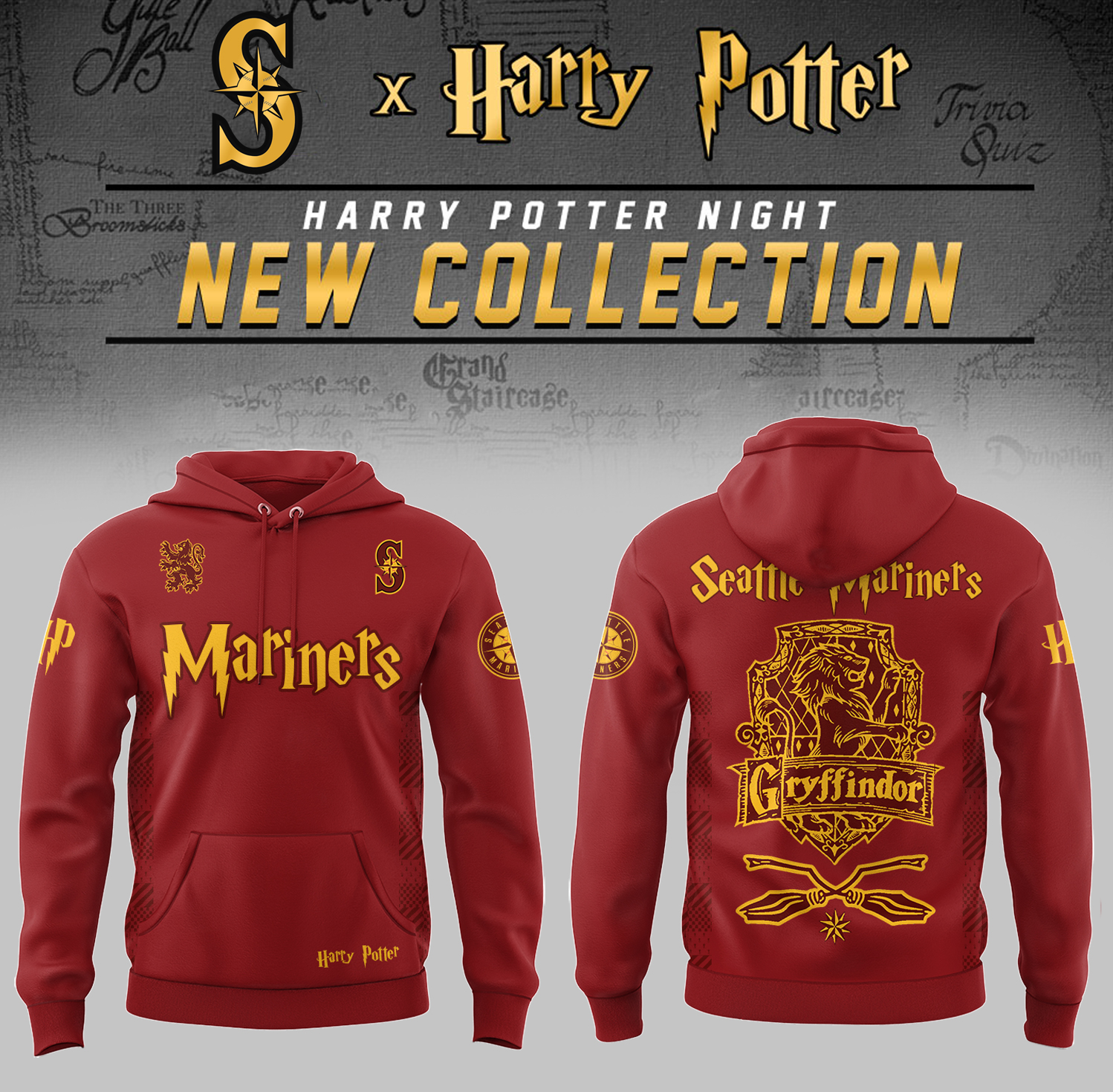Seattle Mariners x Harry Potter Night Gryffindor House Hoodie Unique Baseball Gifts