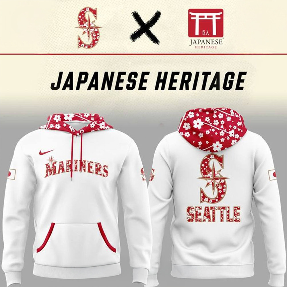 Seattle Mariners x Japanese Heritage Celebration Special White Hoodie Baseball Team Gift Ideas