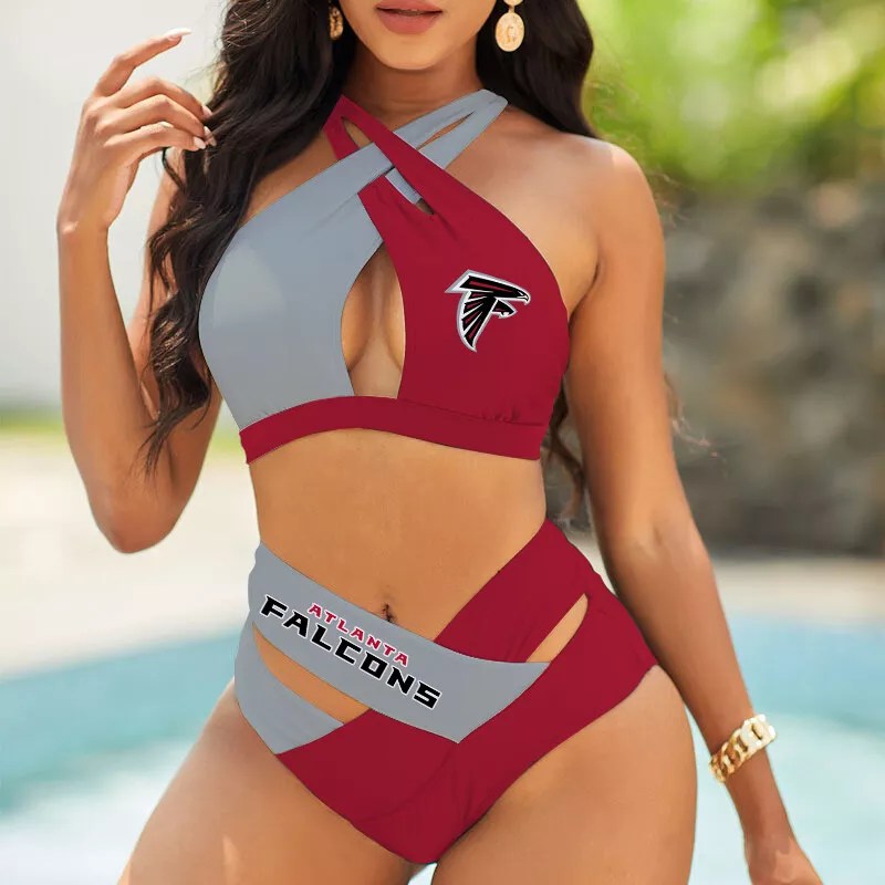 Seattle Seahawks Womens 2Pcs Bikini Swimsuit Criss Cross Cutout Bathing Suit St2690
