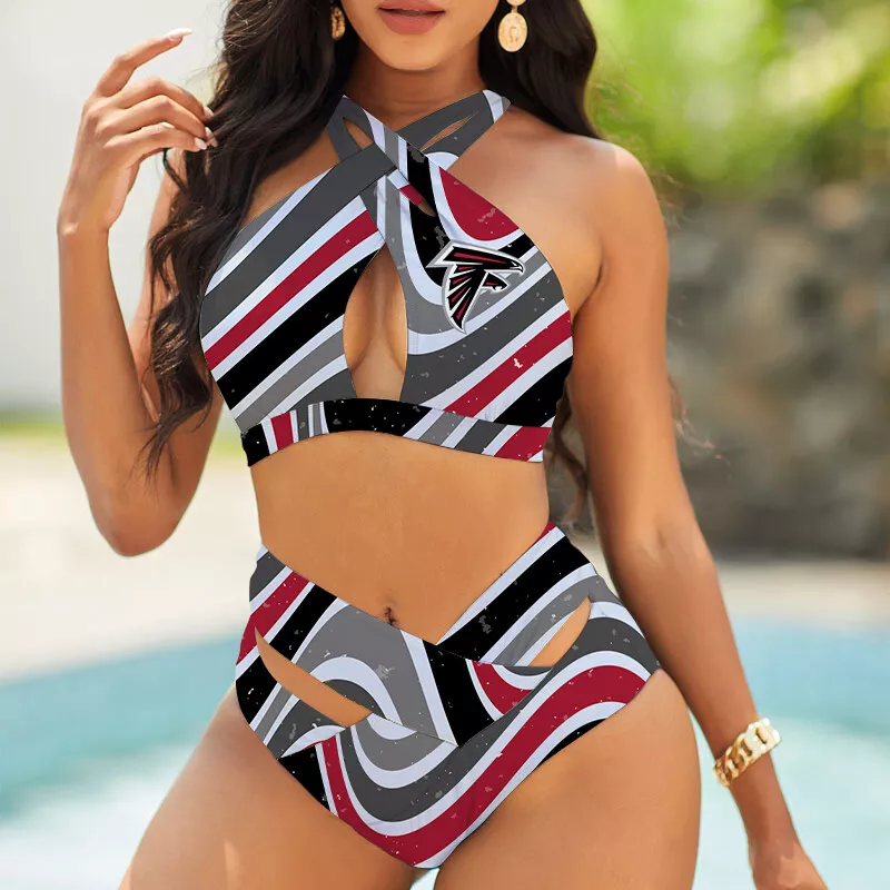 Seattle Seahawks Womens 2Pcs Bikini Swimsuit Criss Cross Cutout Bathing Suit St5490