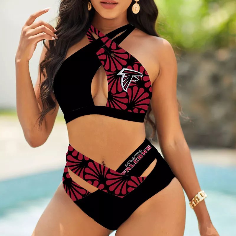 Seattle Seahawks Womens 2Pcs Bikini Swimsuit Criss Cross Cutout Bathing Suit St5797