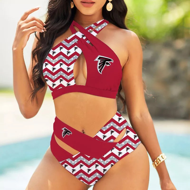 Seattle Seahawks Womens 2Pcs Bikini Swimsuit Criss Cross Cutout Bathing Suit St8506