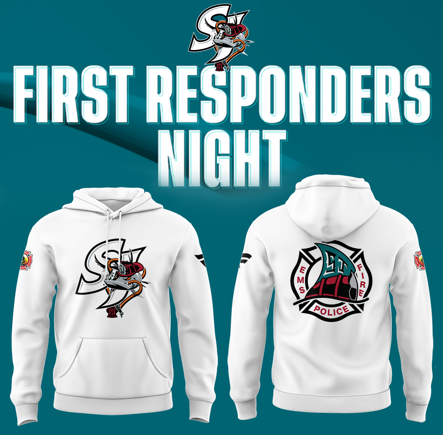 SJ Barracuda x First Responders Night Hoodie Best Gifts For Hockey Players