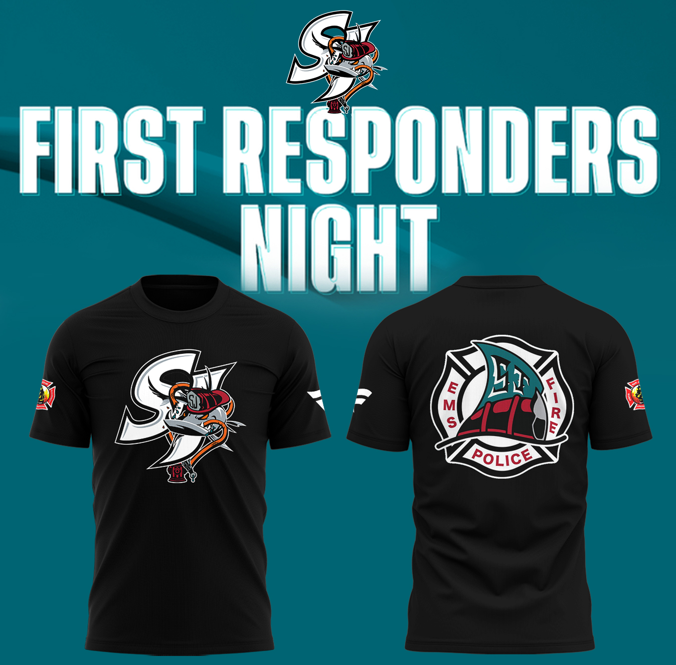 SJ Barracuda x First Responders Night Shirt Best Gift Hockey Player Oregontrailrvpk Shirt