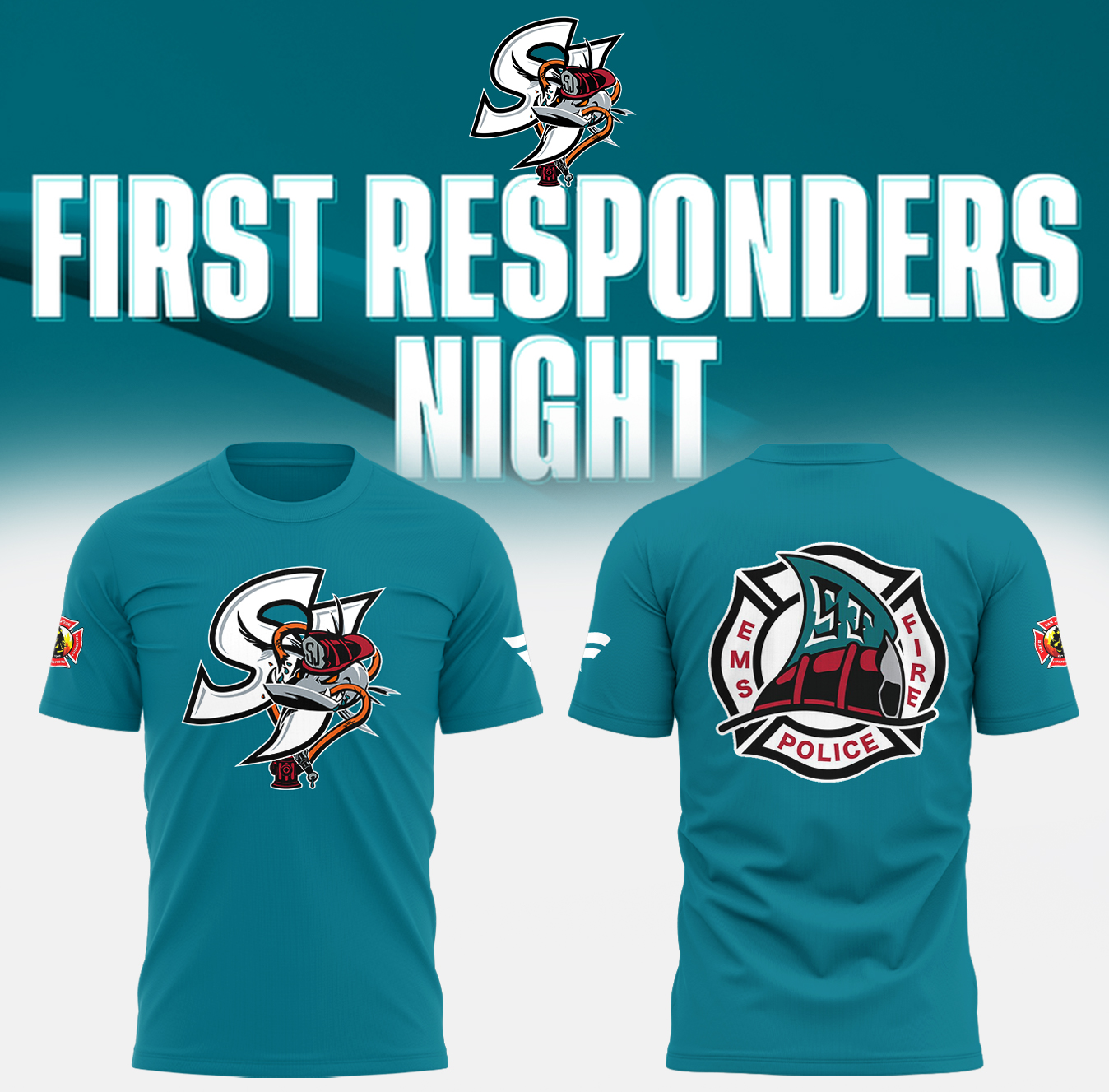 SJ Barracuda x First Responders Night Shirt Best Presents For Hockey Players Oregontrailrvpk Shirt