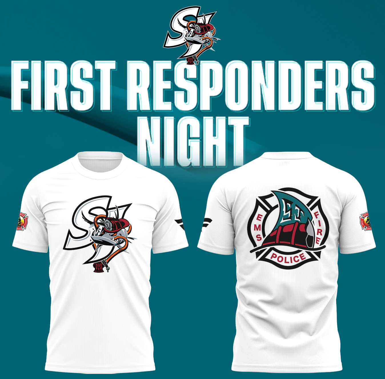 SJ Barracuda x First Responders Night Shirt Cool Gifts For Hockey Players Oregontrailrvpk Shirt