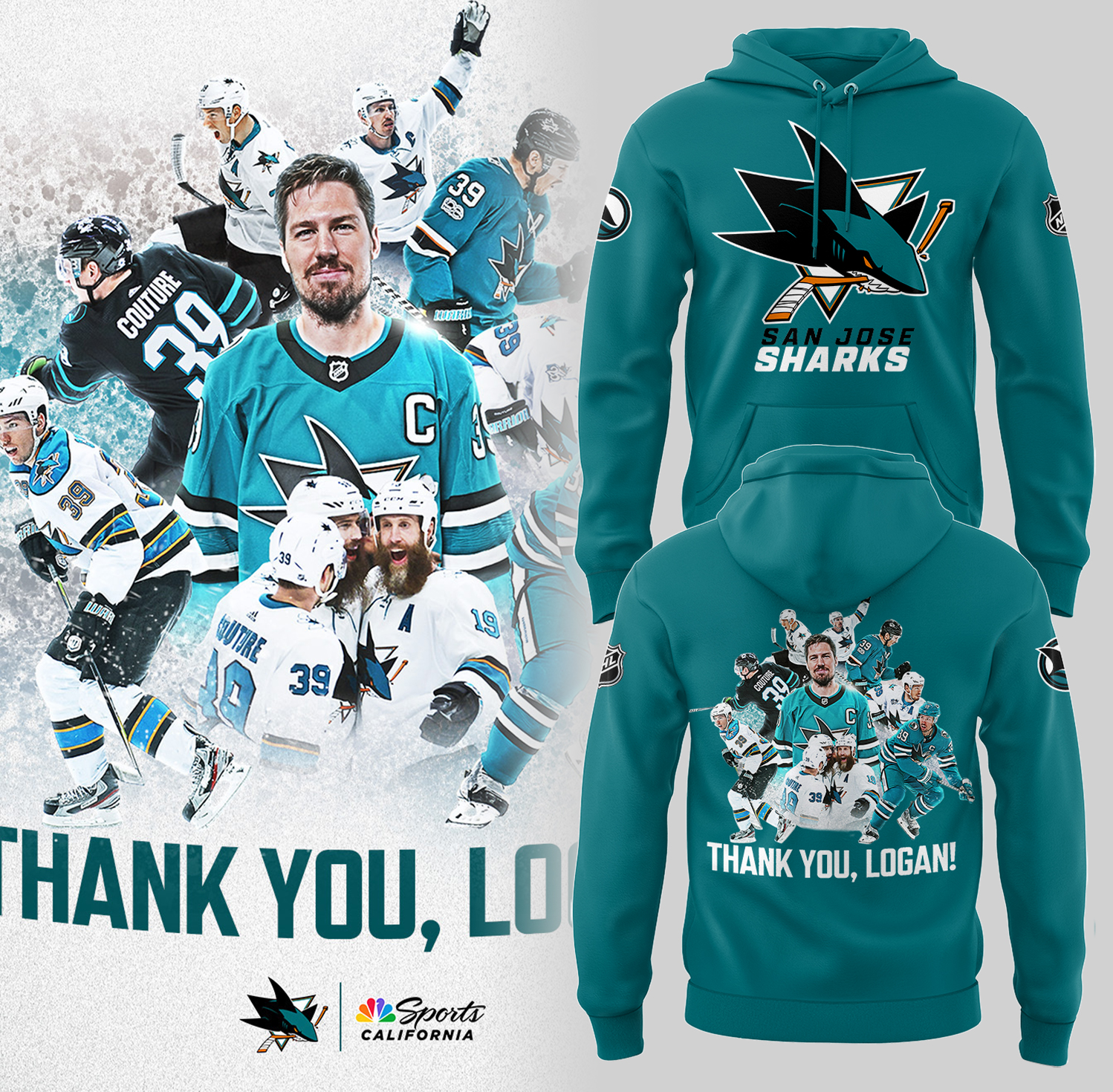 Sj Sharks Thank You, Logan Couture Hoodie Gifts For Hockey Player