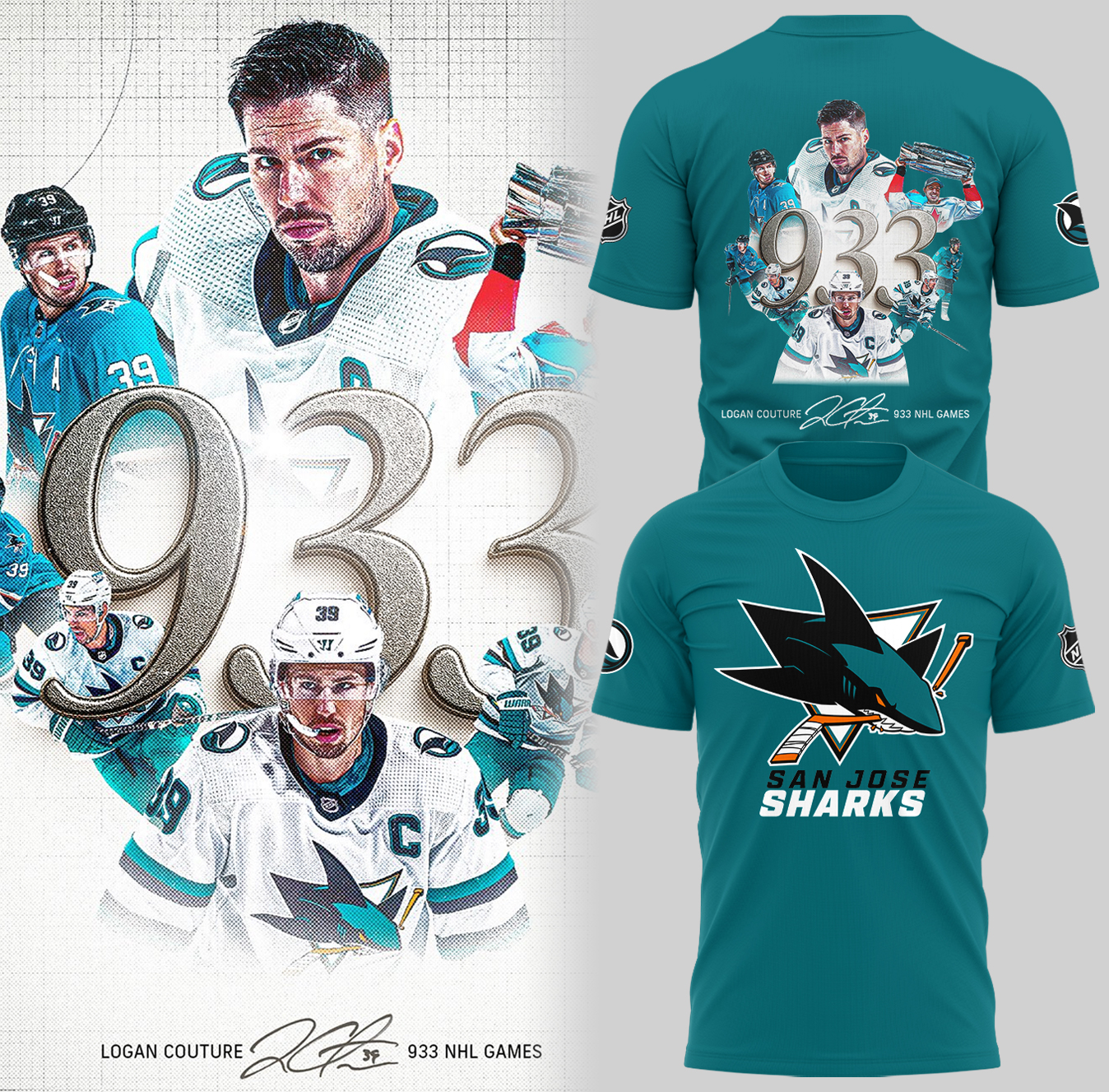 Sj Sharks Thank You, Logan Couture Played 933 Games T-Shirt Gift Ideas For Hockey Players Oregontrailrvpk Shirt