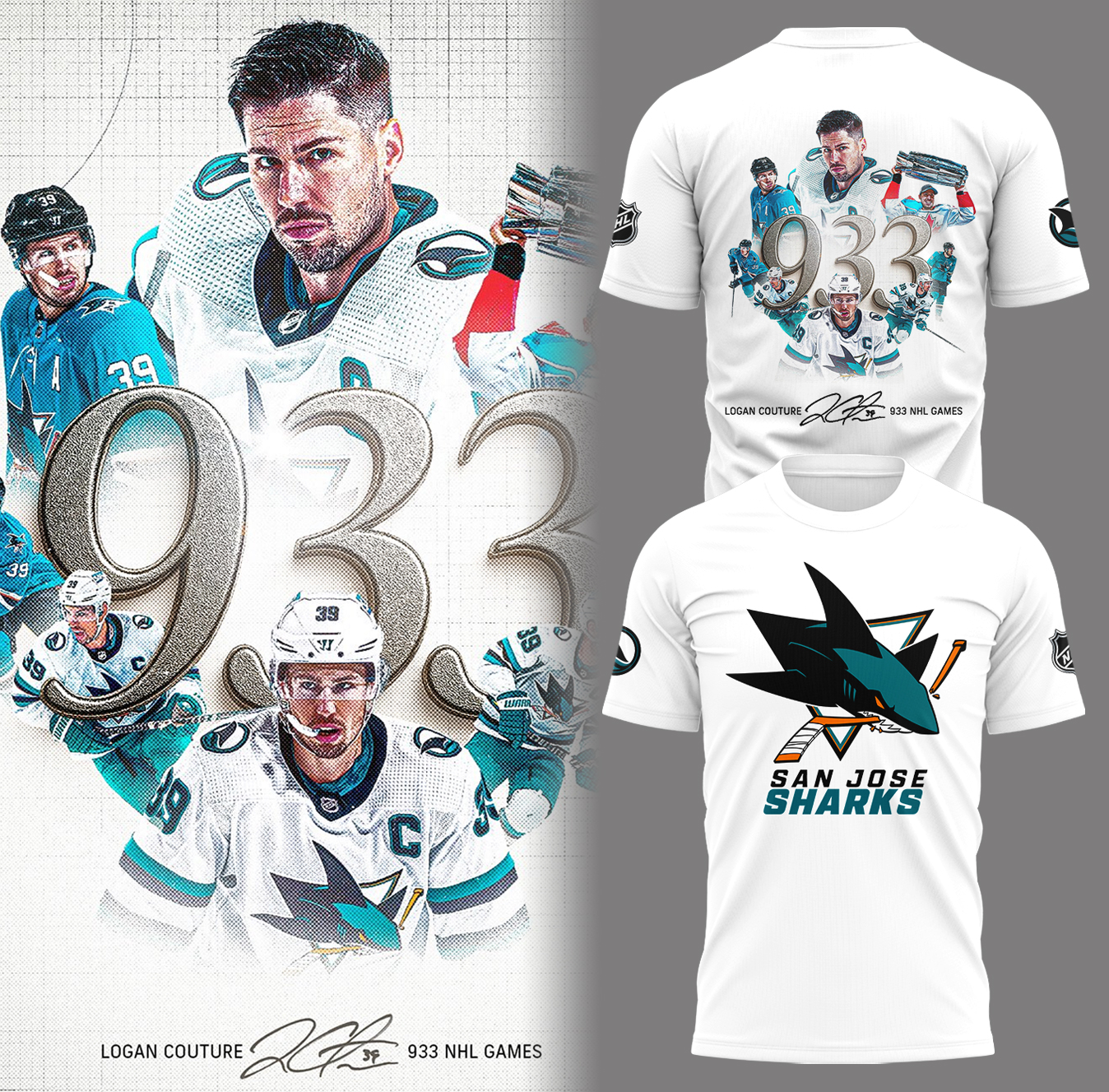 Sj Sharks Thank You, Logan Couture Played 933 Games T-Shirt Presents For A Hockey Player Oregontrailrvpk Shirt