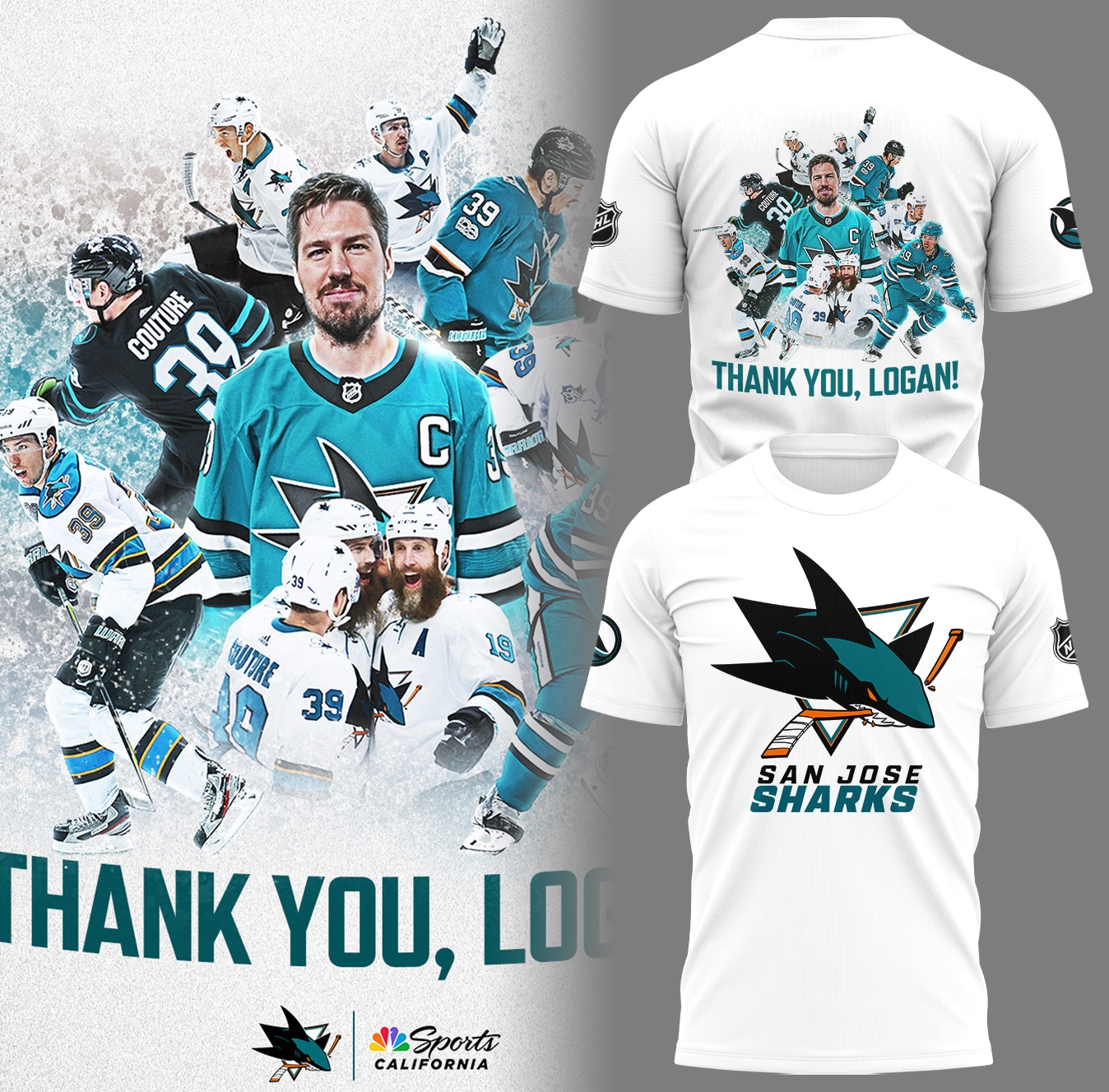 Sj Sharks Thank You, Logan Couture T-Shirt Presents For Hockey Players Oregontrailrvpk Shirt