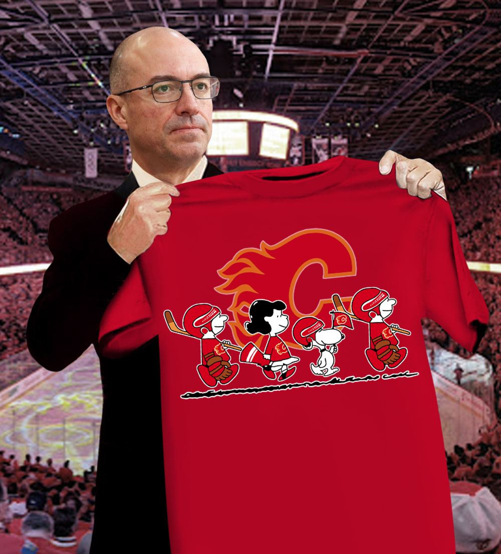 Snoopy And Friends Characters Calgary Flames Hockey T-Shirt For Hockey Fans Oregontrailrvpk Shirt