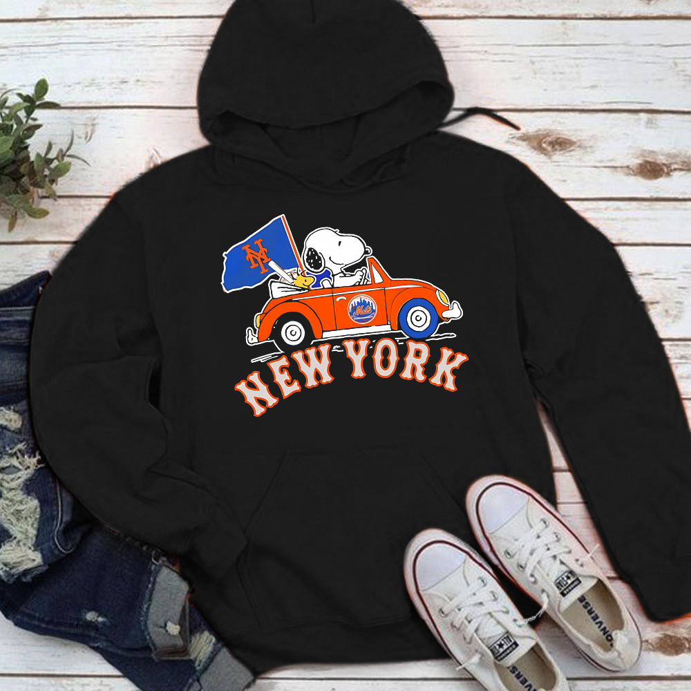 Snoopy And Woodstock Driving Car New York Mets 2024 MLB Playoff Hoodie Funny