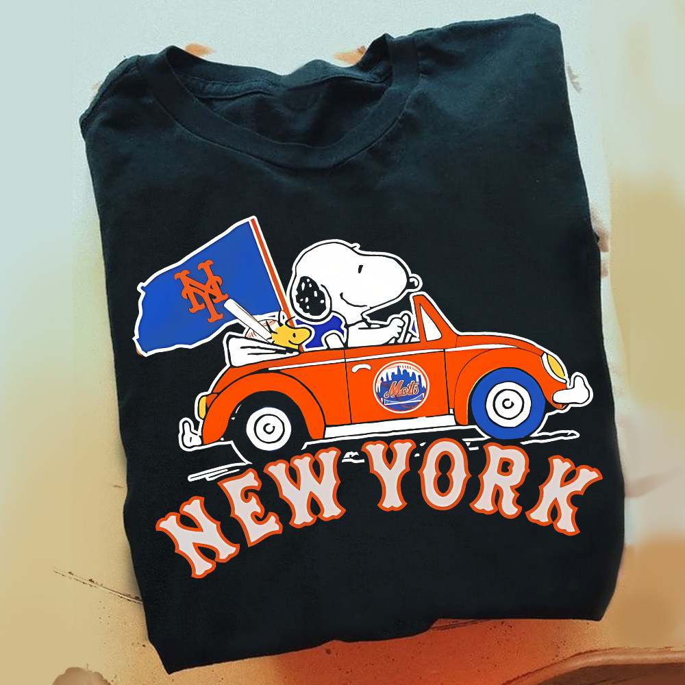 Snoopy And Woodstock Driving Car New York Mets 2024 MLB Playoff shirt Funny Oregontrailrvpk Shirt