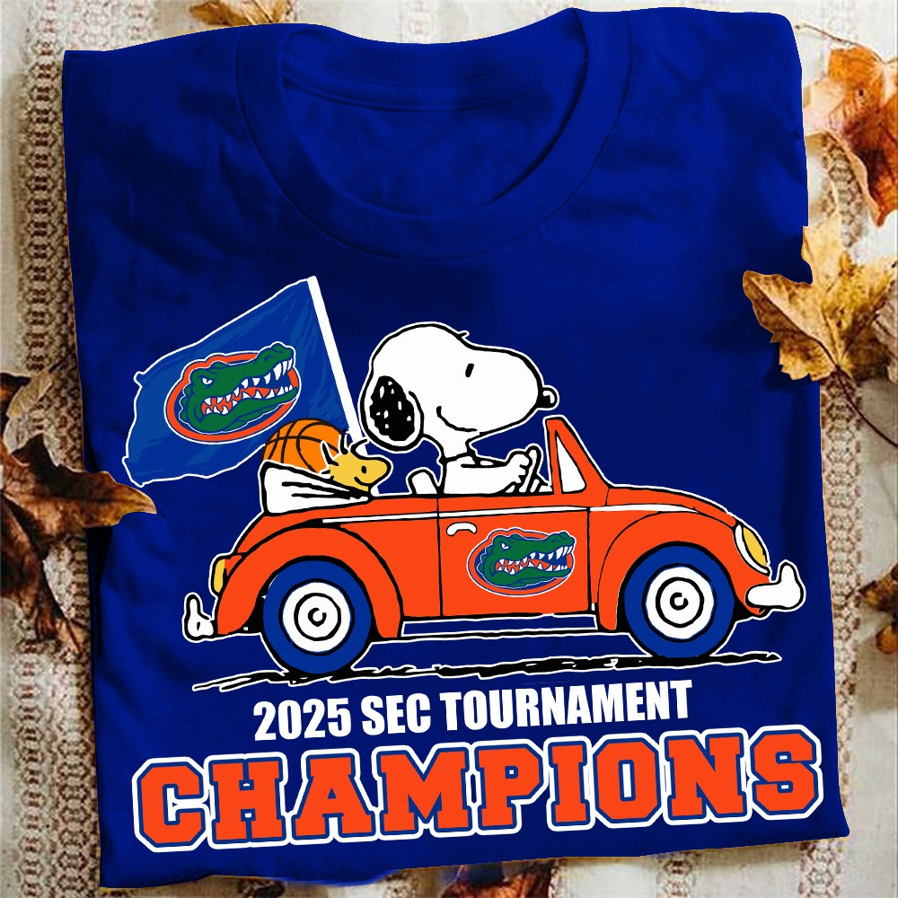 Snoopy Florida Gators 2025 SEC Tournament Champions T-Shirt Fan Merch Gift Ideas Oregontrailrvpk Shirt