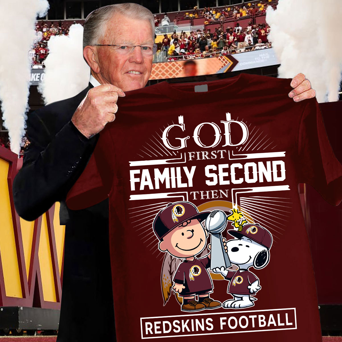 Snoopy God First Family Second Then Redskins Shirt Washington Redskins Gifts Oregontrailrvpk Shirt