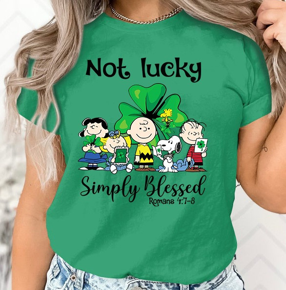 Snoopy Not Lucky Simply Blessed St Patrick's Day Shirthamrock Cute Patrick's Day Gifts Oregontrailrvpk Shirt