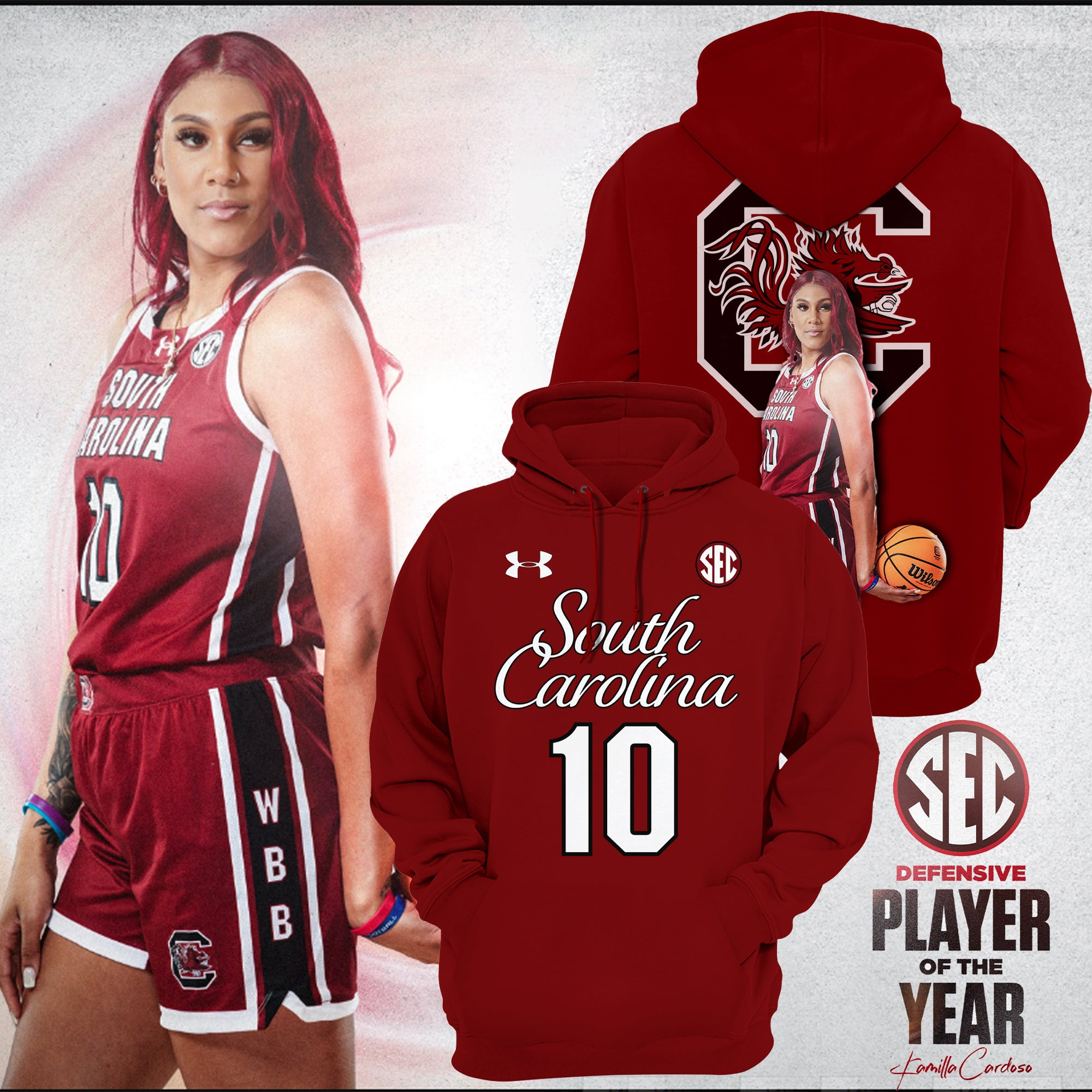 South Carolina Gamecocks Number 10 Kamilla Cardoso NCAA Hoodie Football Gifts
