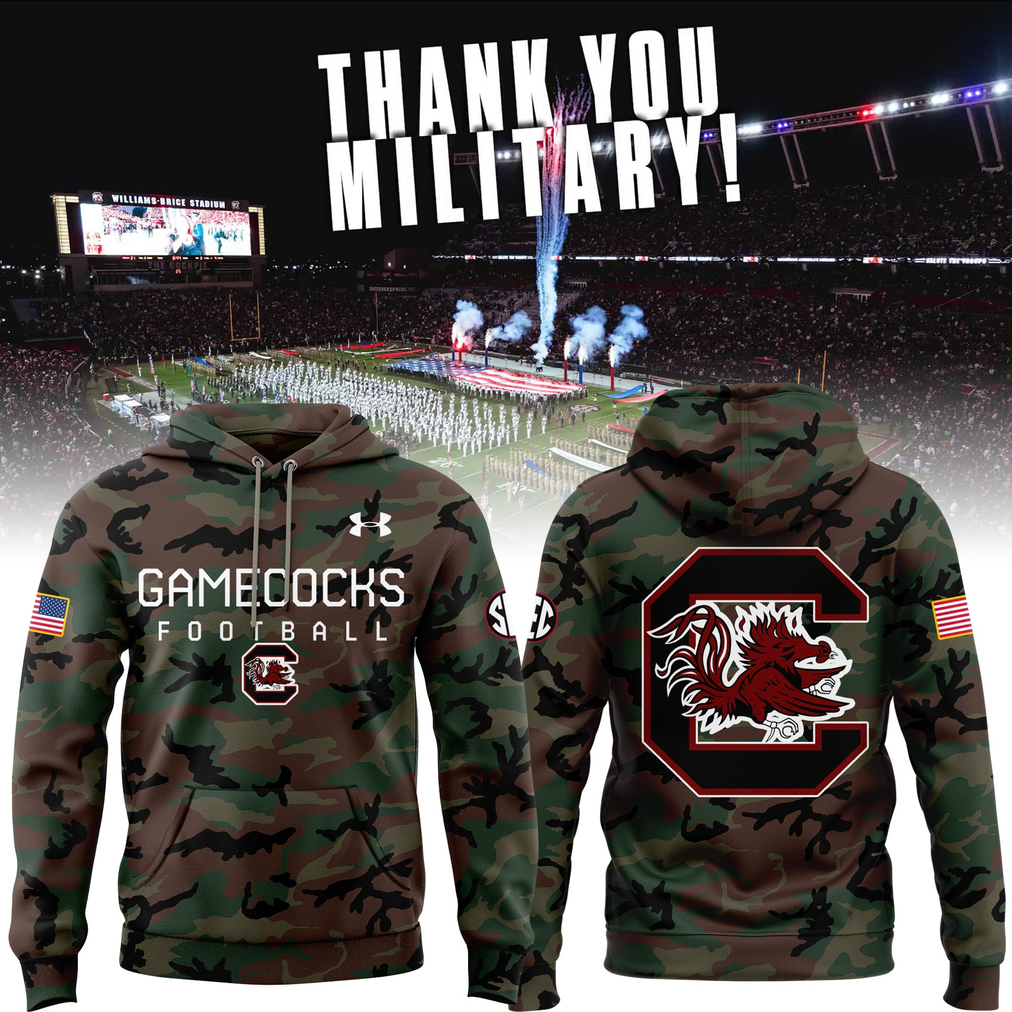 South Carolina Gamecocks Veteran Football NCAA Hoodie