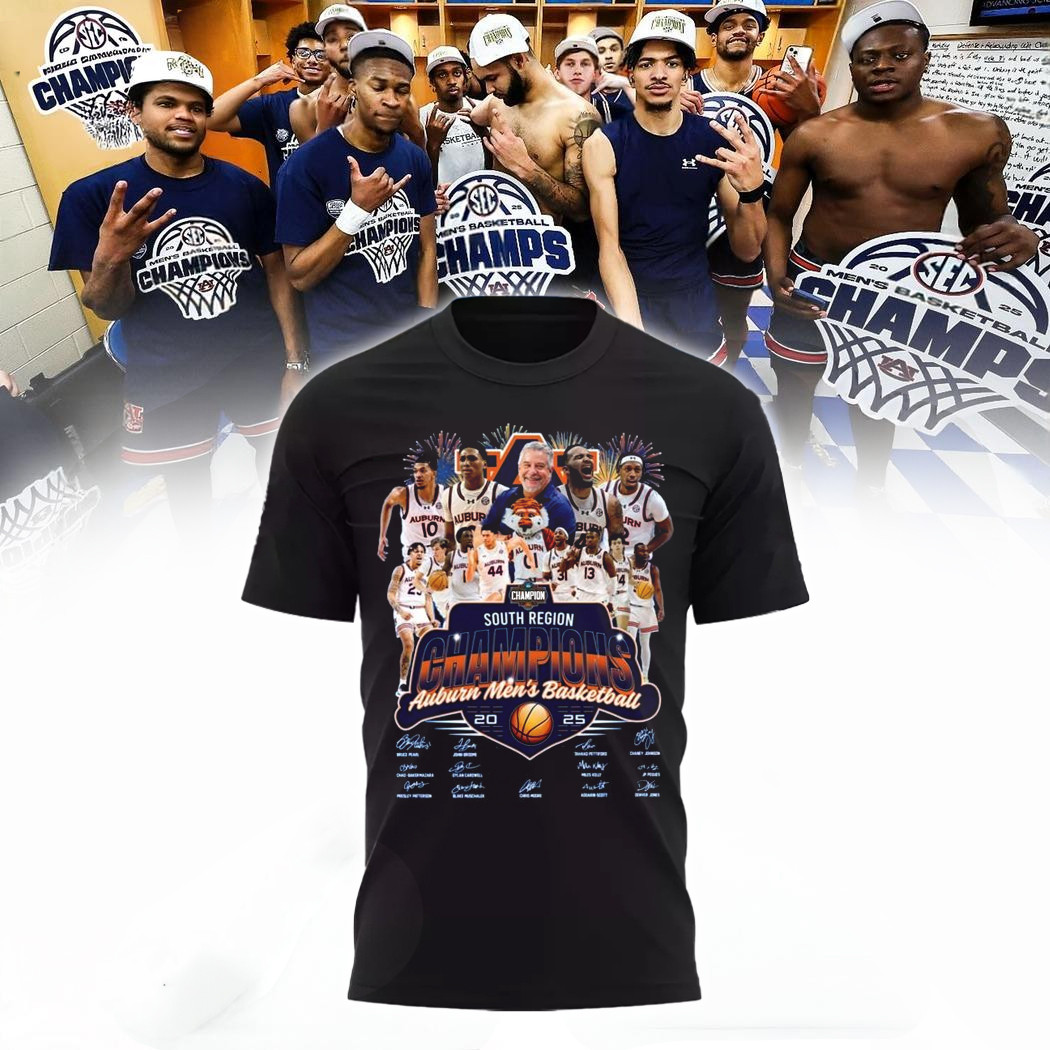 South Region 2025 Auburn Men's Basketball Champions Signatures Shirt Gifts For Husband Oregontrailrvpk Shirt