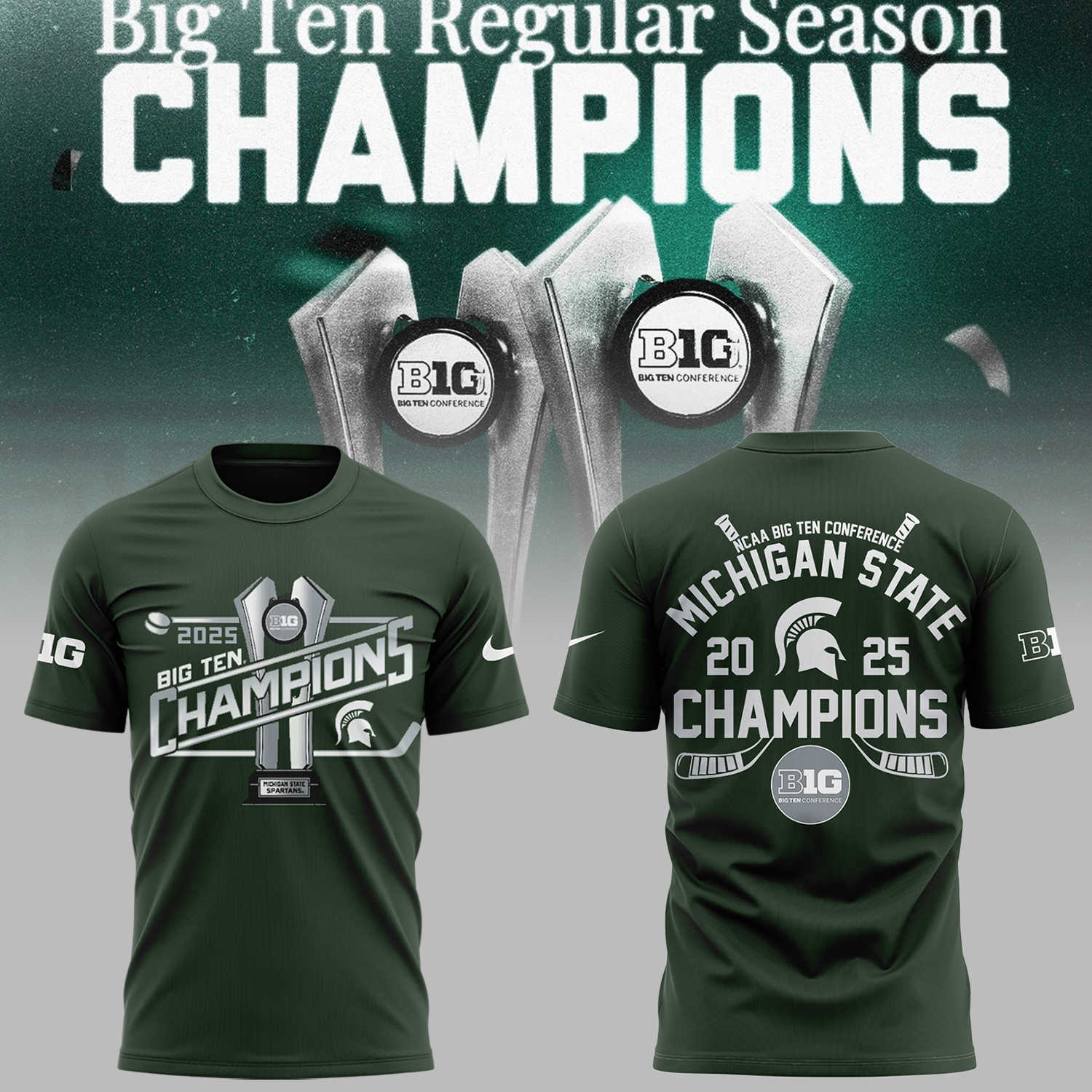 Spartans Men's Ice Hockey Big10 Conference Champions 2025 T-Shirt Presents For Hockey Players Oregontrailrvpk Shirt