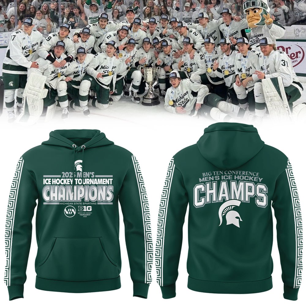 Spartans Men's Ice Hockey x BIG10 Championship Hoodie Cool Gifts For Hockey Players