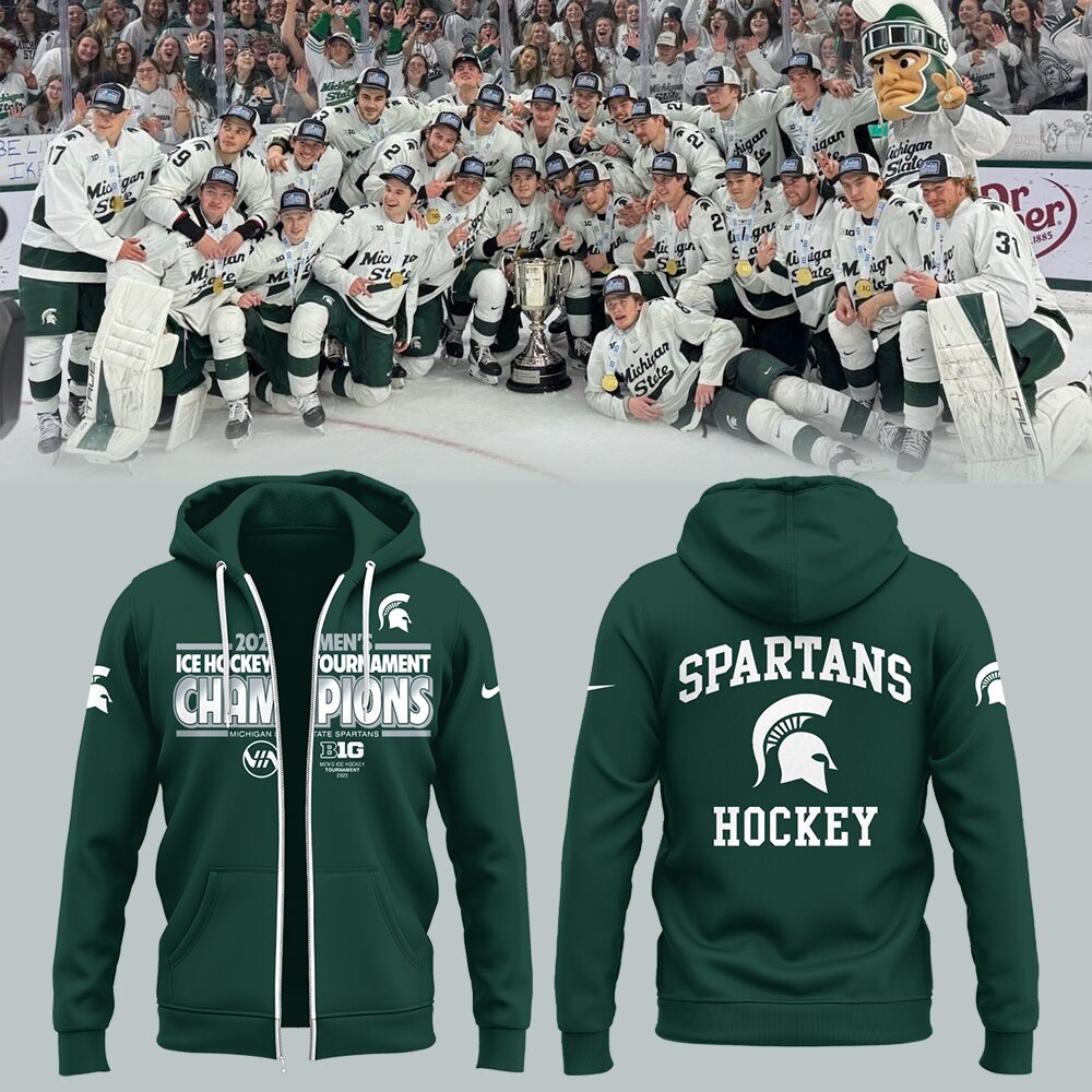 Spartans Men's Ice Hockey x BIG10 Championship Zip Hoodie Hockey Players Gifts Ideas